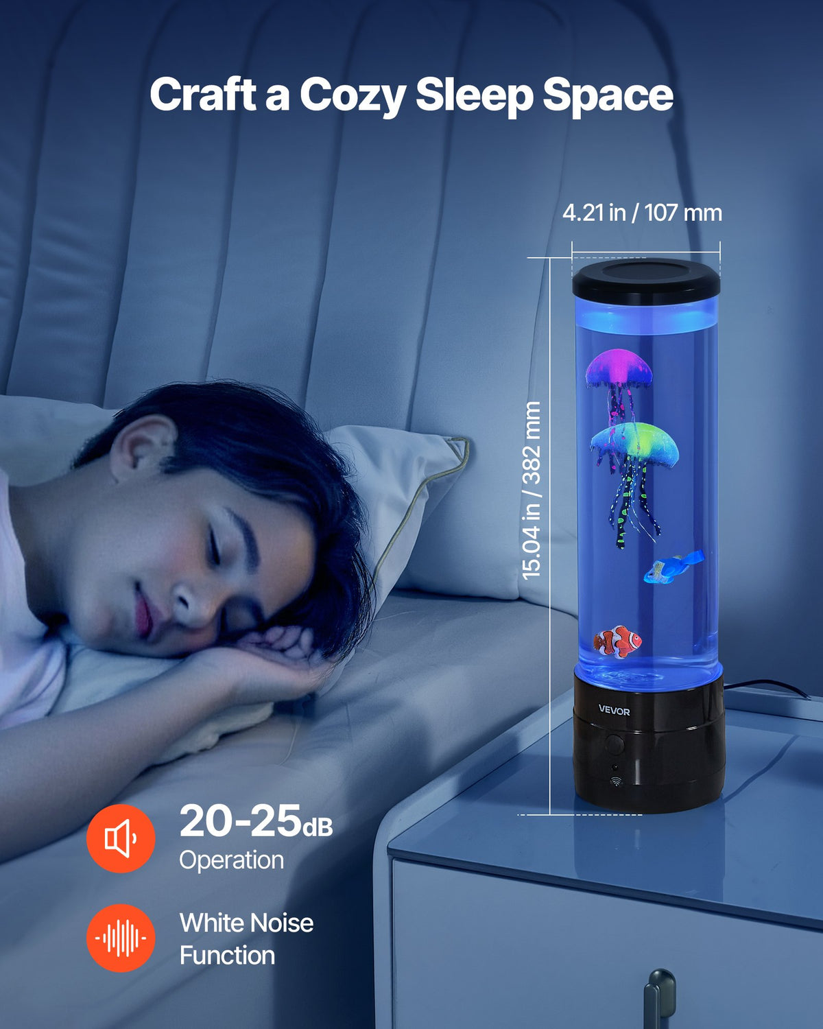 VEVOR Sensory Bubble Tube Lamp 16 Remote-controlled Color Water Fish Lamp 382mm