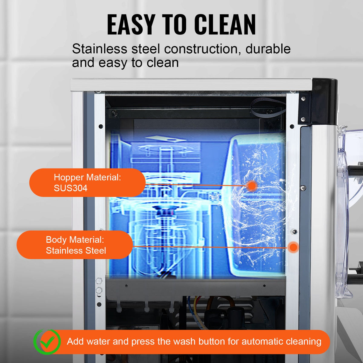 VEVOR Commercial Ice Cream Machine, 12 L/H Yield, 1295W Single Flavor Countertop Hard Serve Ice Cream Maker,  4.5L Stainless Steel Cylinder, LED Panel Auto Clean Pre-cooling, for Restaurant Snack Bars