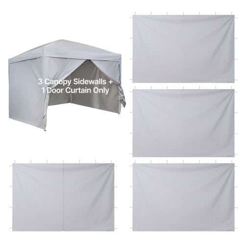 VEVOR Canopy Sidewalls, Fit for 3 x 3 m Pop Up Canopy Tent, Tent Side Walls with Waterproof and Sunlight Protection Layer for Outdoor Event Tents, Vendor Booths, Camping (4 Sidewalls Only, White)