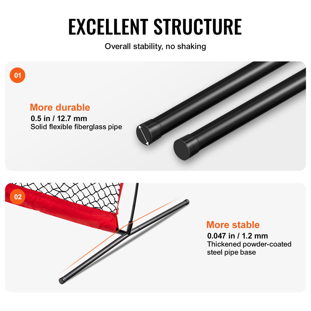 VEVOR I Screen Baseball for Batting Cage, 7x4 ft Baseball & Softball Safety Screen, Body Protector Portable Batting Screen with Carry Bag & Ground Stakes, Baseball Pitching Net for Pitchers Protection