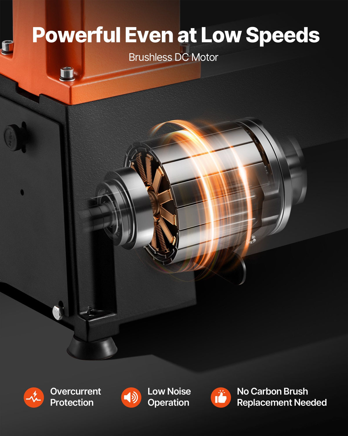 VEVOR Woodworking Lathe, 750W / 1 HP, Benchtop Wood Lathe Machine with 150 to 3800 RPM Variable Speed, 304 x 465 mm Workbench, Brushless DC Motor, Cast Iron Construction, for Beginners DIY Enthusiasts Woodworking