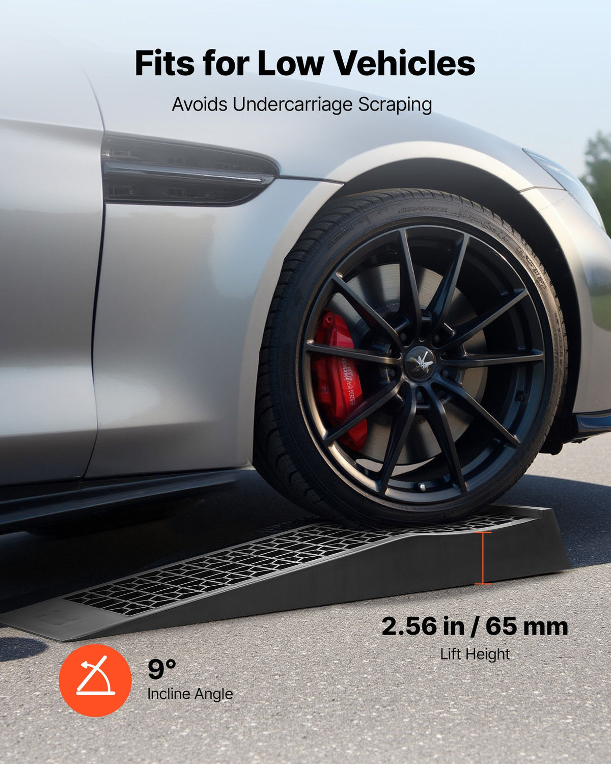 VEVOR Car Ramps, 2 PCS 9072 kg GVW Capacity, 65 mm Lift Height, Portable Low Profile Car Service Ramps for Home Garage Maintenance & Oil Changes, Heavy Duty for Low Chassis Vehicle & Support Jack