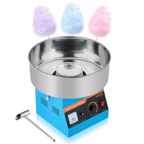 VEVOR Cotton Candy Machine Commercial, 1000W Electric Candy Floss Maker, Easy Use with 38cm Stainless Steel Bowl and Sugar Scoop, Makes Hard Candy for Home Kids Birthday, Family Party, Blue