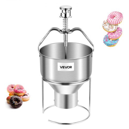 VEVOR Donut Depositor, Large Capacity Manual Donuts Dropper, 304 Stainless Steel Commercial Batter Dispenser, 6 Thicknesses Adjustment Doughnut Hopper with Stand, For Restaurant Cafe Bakery Kitchen