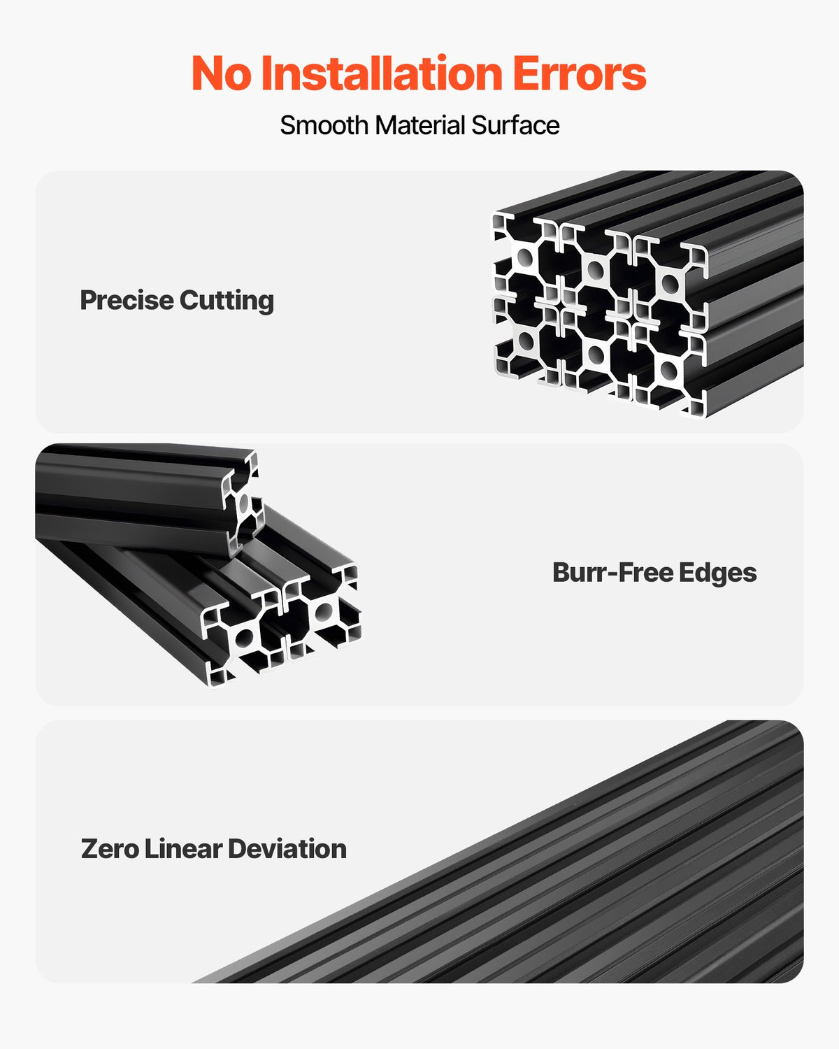 VEVOR 6PCS 3030 Aluminum Extrusion Profile, 78.74 Inch 2000 mm, T Slot European Standard Anodized Linear Rail, High-Strength Extruded Aluminum Rail, for 3D Printer Parts and CNC DIY Workbench, Black