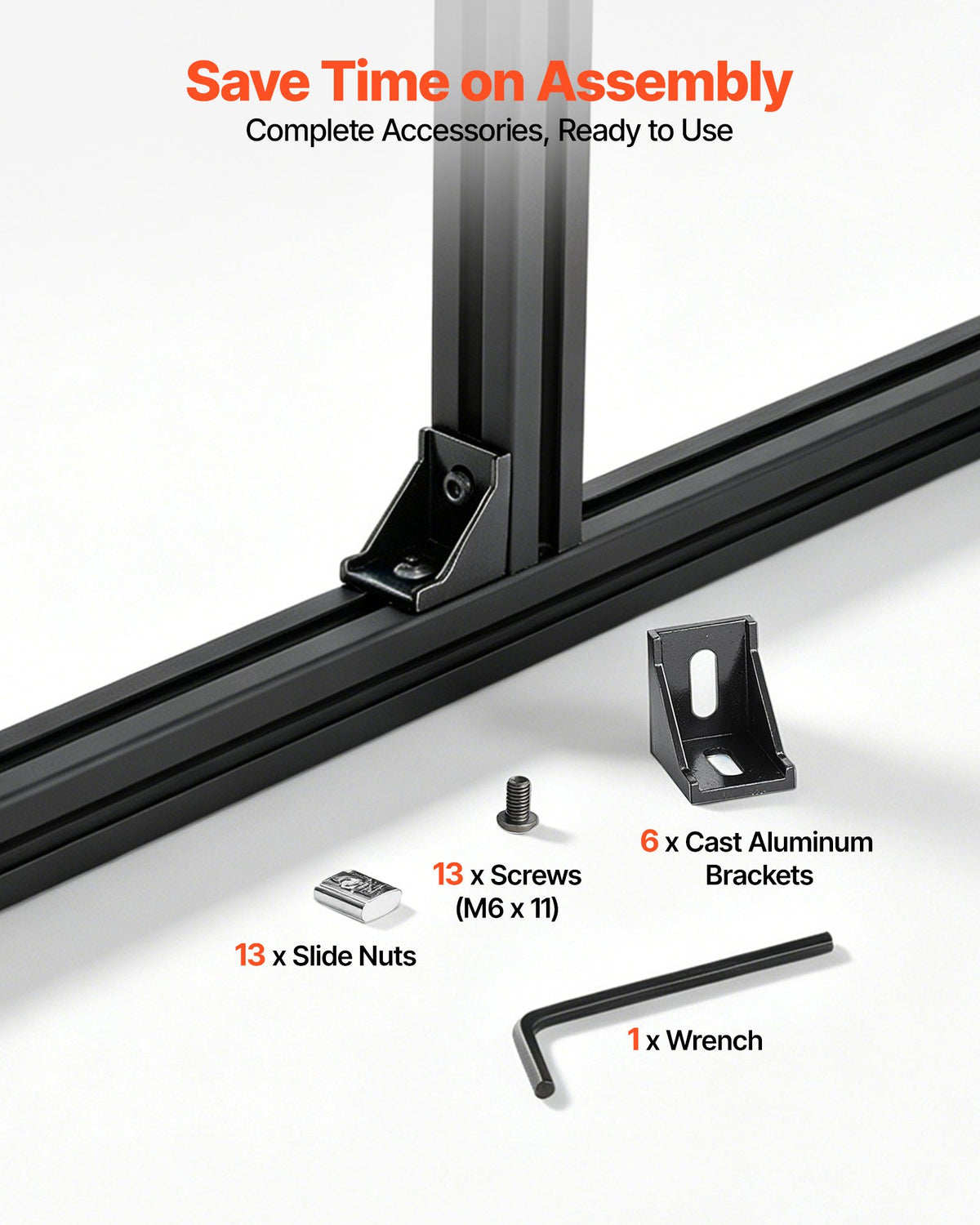 VEVOR 6PCS 3030 Aluminum Extrusion Profile, 78.74 Inch 2000 mm, T Slot European Standard Anodized Linear Rail, High-Strength Extruded Aluminum Rail, for 3D Printer Parts and CNC DIY Workbench, Black