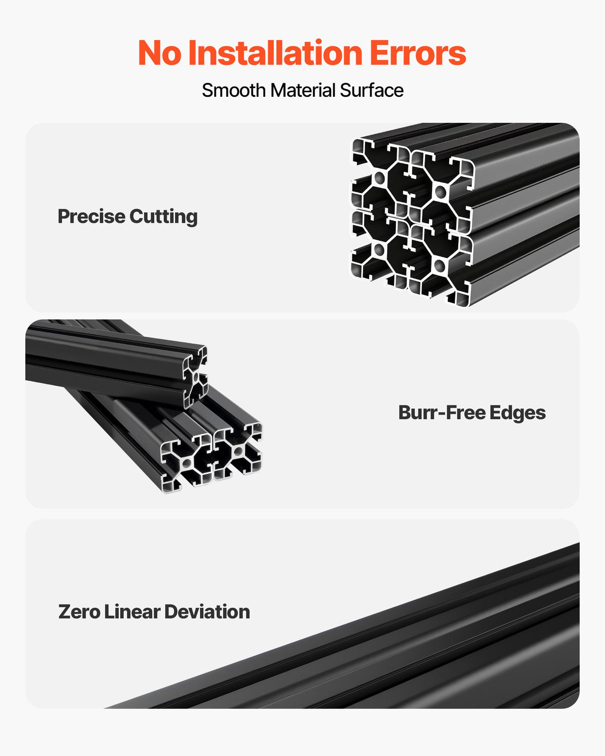 VEVOR 4PCS 4040 Aluminum Extrusion Profile, 78.74 Inch 2000 mm, T Slot European Standard Anodized Linear Rail, High-Strength Extruded Aluminum Rail, for 3D Printer Parts and CNC DIY Workbench, Black