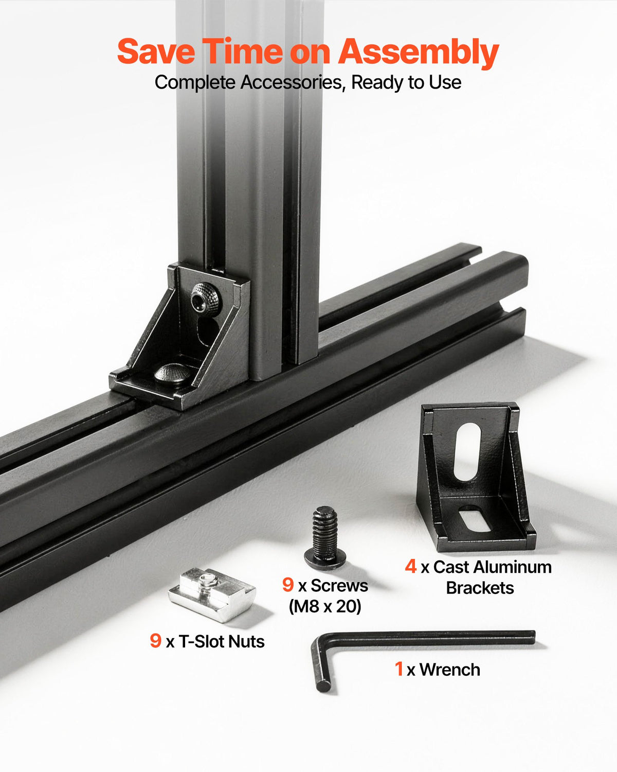 VEVOR 4PCS 4040 Aluminum Extrusion Profile, 78.74 Inch 2000 mm, T Slot European Standard Anodized Linear Rail, High-Strength Extruded Aluminum Rail, for 3D Printer Parts and CNC DIY Workbench, Black