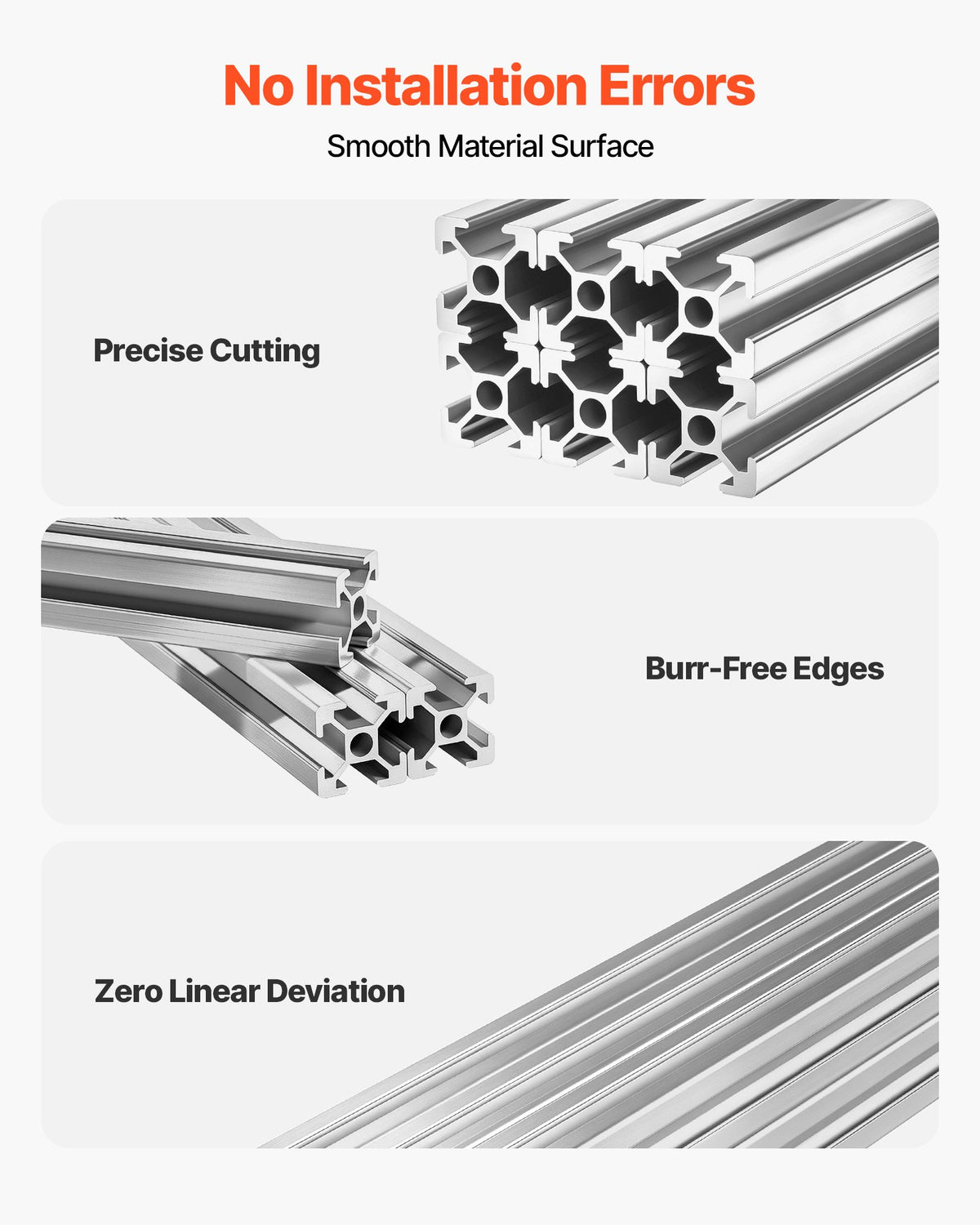 VEVOR 6PCS 2020 Aluminum Extrusion Profile, 78.74 Inch 2000 mm, T Slot European Standard Anodized Linear Rail, High-Strength Extruded Aluminum Rail, for 3D Printer Parts and CNC DIY Workbench, Silver