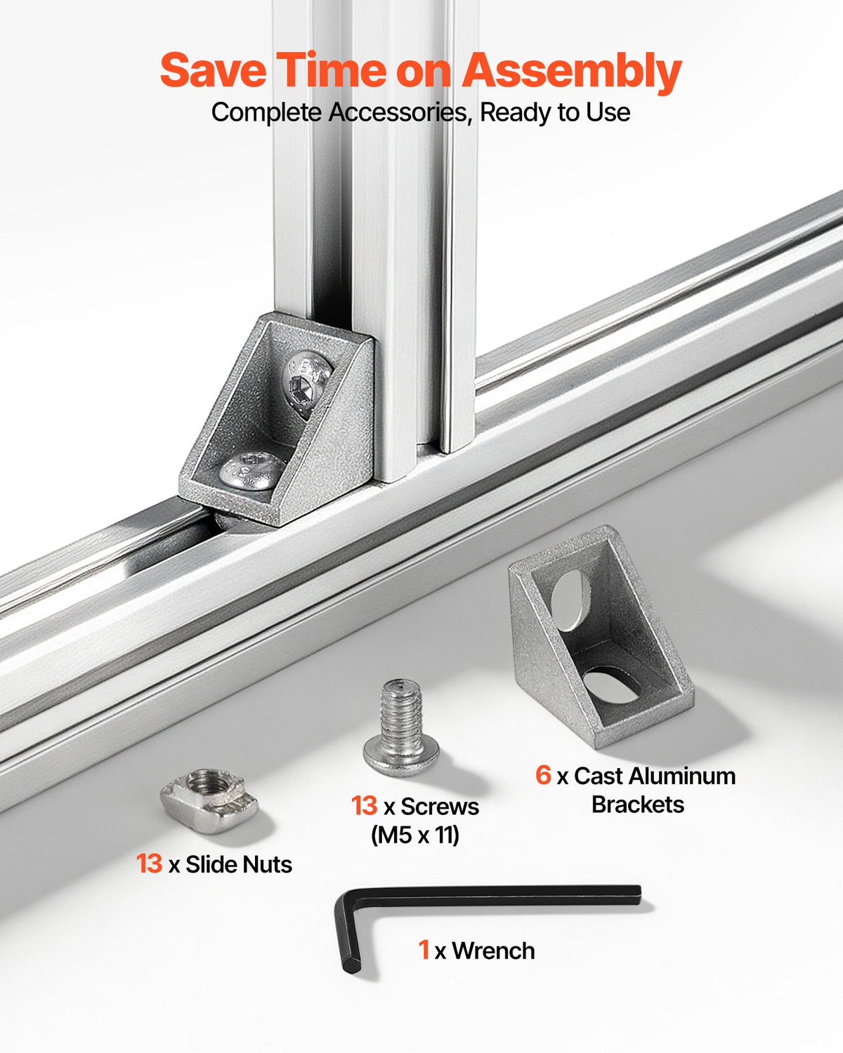 VEVOR 6PCS 2020 Aluminum Extrusion Profile, 78.74 Inch 2000 mm, T Slot European Standard Anodized Linear Rail, High-Strength Extruded Aluminum Rail, for 3D Printer Parts and CNC DIY Workbench, Silver