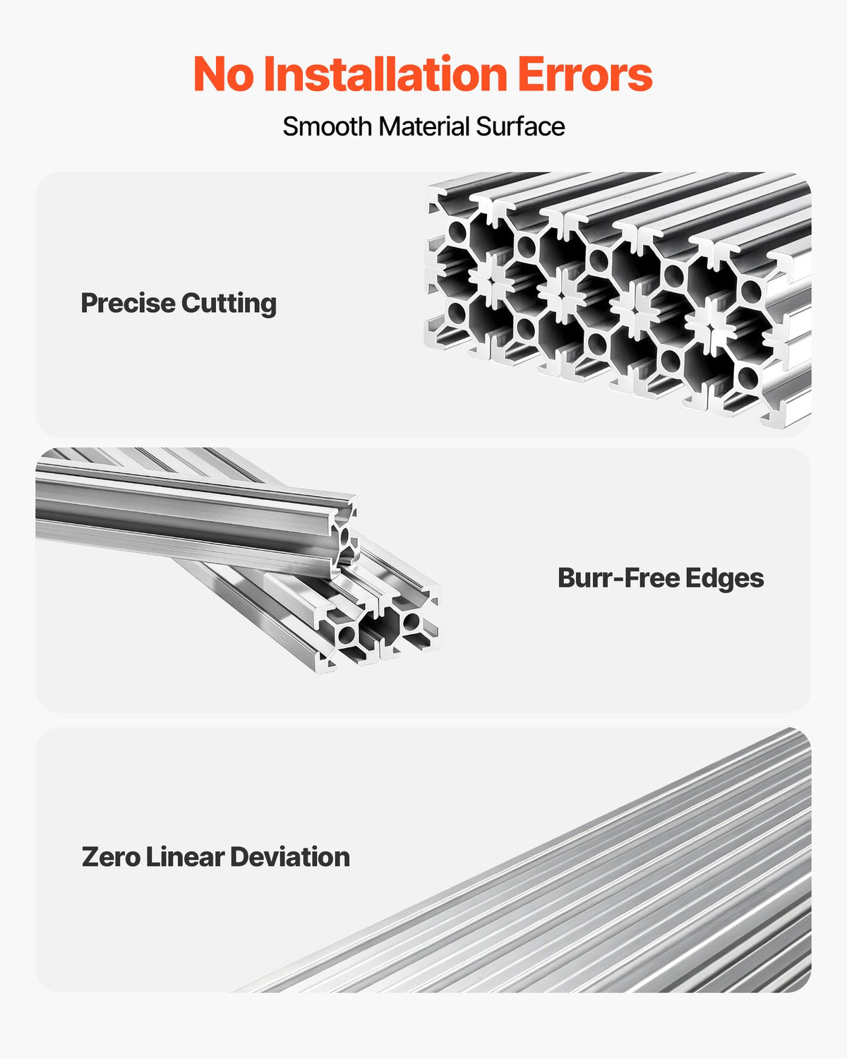 VEVOR 10PCS 2020 Aluminum Extrusion Profile, 39.37 Inch 1000 mm, T Slot European Standard Anodized Linear Rail, High-Strength Extruded Aluminum Rail, for 3D Printer Parts and CNC DIY Workbench, Silver