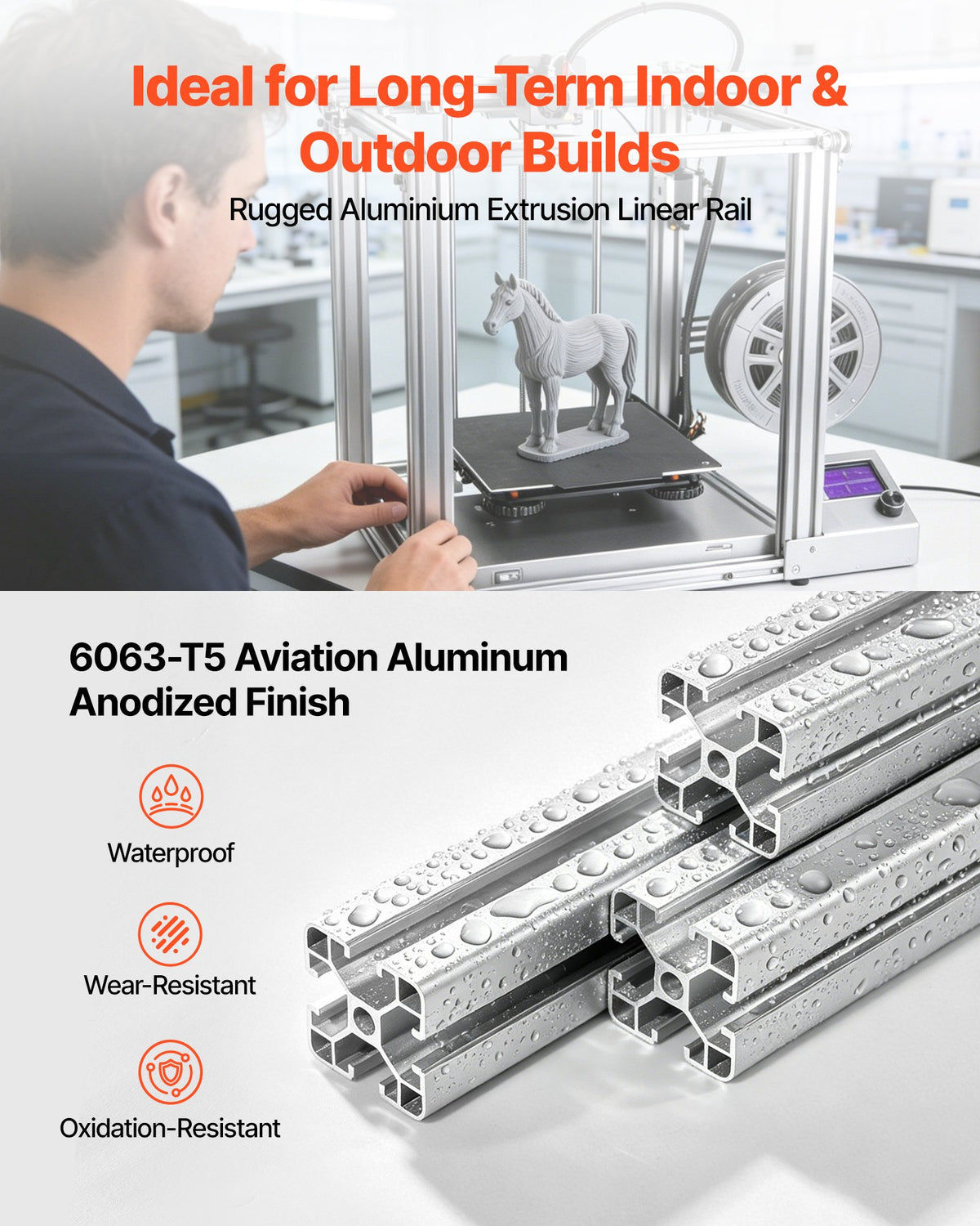 VEVOR 6PCS 4040 Aluminum Extrusion Profile, 78.74 Inch 2000 mm, T Slot European Standard Anodized Linear Rail, High-Strength Extruded Aluminum Rail, for 3D Printer Parts and CNC DIY Workbench, Silver