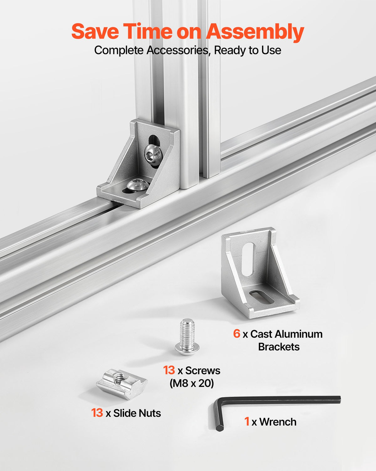 VEVOR 6PCS 4040 Aluminum Extrusion Profile, 78.74 Inch 2000 mm, T Slot European Standard Anodized Linear Rail, High-Strength Extruded Aluminum Rail, for 3D Printer Parts and CNC DIY Workbench, Silver