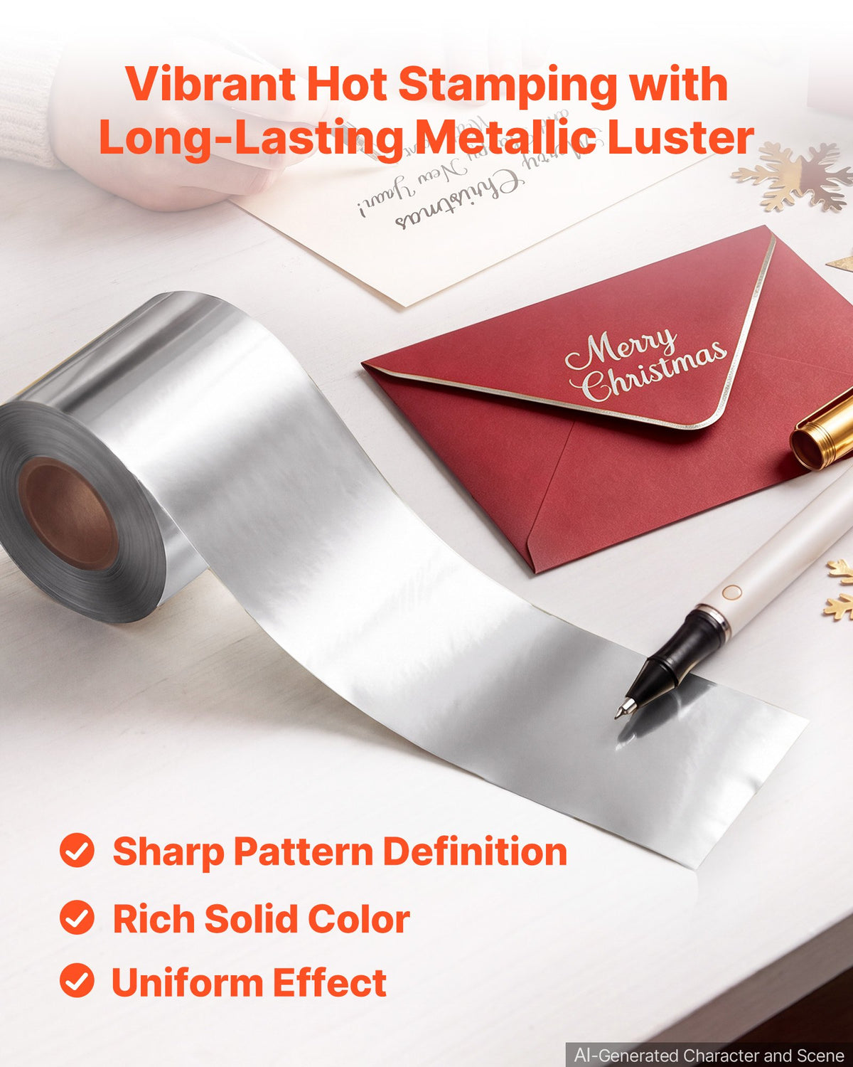 VEVOR Hot Stamping Foil Paper 6 cm x 120 m Extra Long Silver Heat Foil Roll, Compatible with VEVOR Heated Leather Punching and Embossing Machine, Rich Color, Fine Texture, for Paper, Wood and Plastic