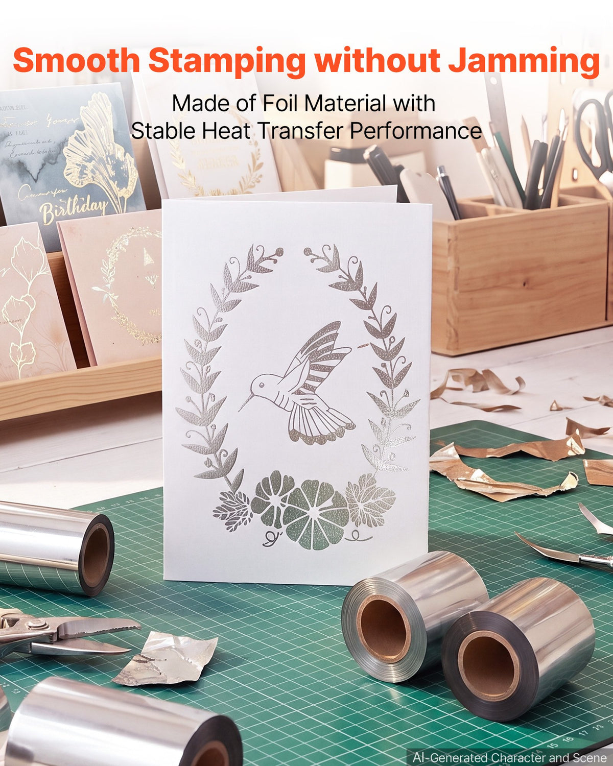 VEVOR Hot Stamping Foil Paper 6 cm x 120 m Extra Long Silver Heat Foil Roll, Compatible with VEVOR Heated Leather Punching and Embossing Machine, Rich Color, Fine Texture, for Paper, Wood and Plastic