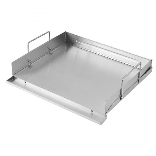 VEVOR Stacmless Steel Griddle 46x41 cm Flat Top Outdoor Plate with Handle, for BBQ Eggs Burger, Even Heat Distribution, Portable Rectangular Family Cookware for Gas Grill/Stove and Oven