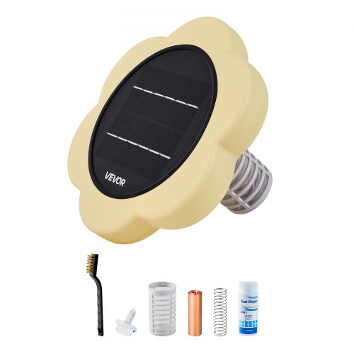 VEVOR Solar Pool Ionizer, Petal Copper Pool Ionizer Up to 170343 L, Floating Automatic Water Cleaner and Purifier, Chlorine Free Water, with Copper Anode, Spring, Brush and Filter for Pools & Spas