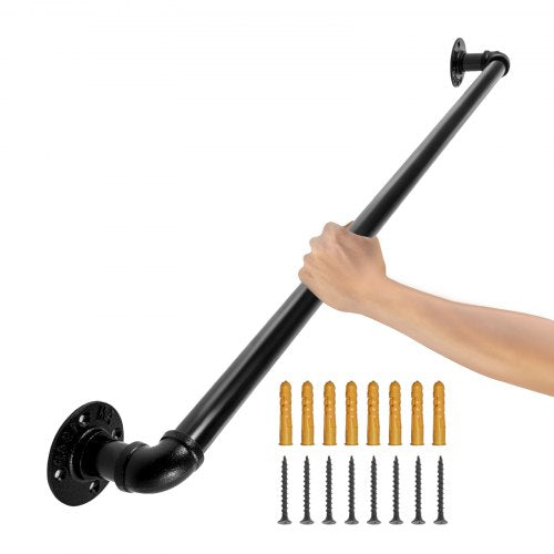 VEVOR Pipe Stair Handrail Staircase Handrail 61 cm Carbon Steel for Wall Mount