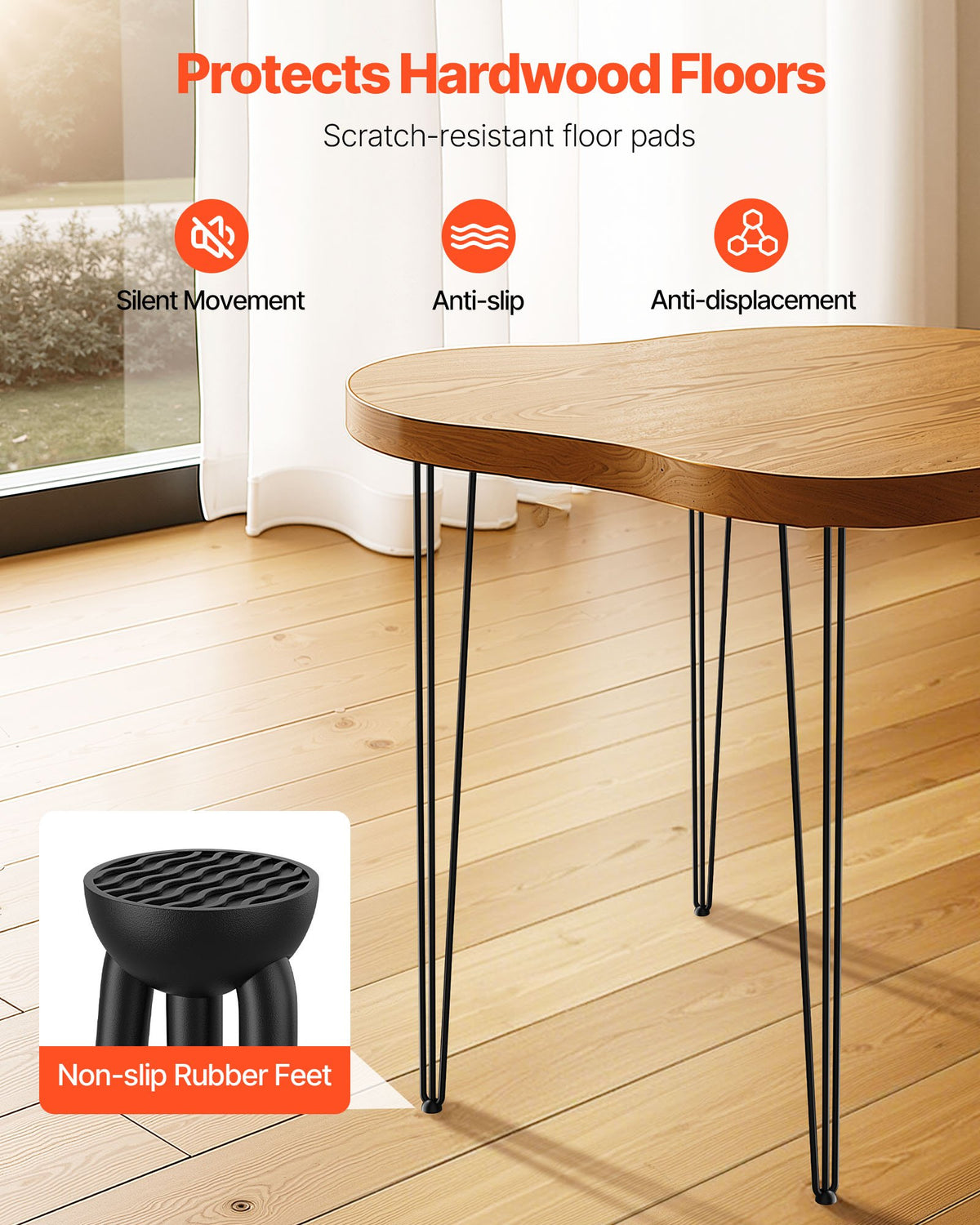 VEVOR Hairpin Table Legs 101.6 cm Black Set of 4 Desk Legs Each 99.8 kg Capacity Hairpin Desk Legs 3 Rods for Bench Desk Dining End Table Chairs Carbon Steel DIY Table Legs Heavy Duty Furniture Legs