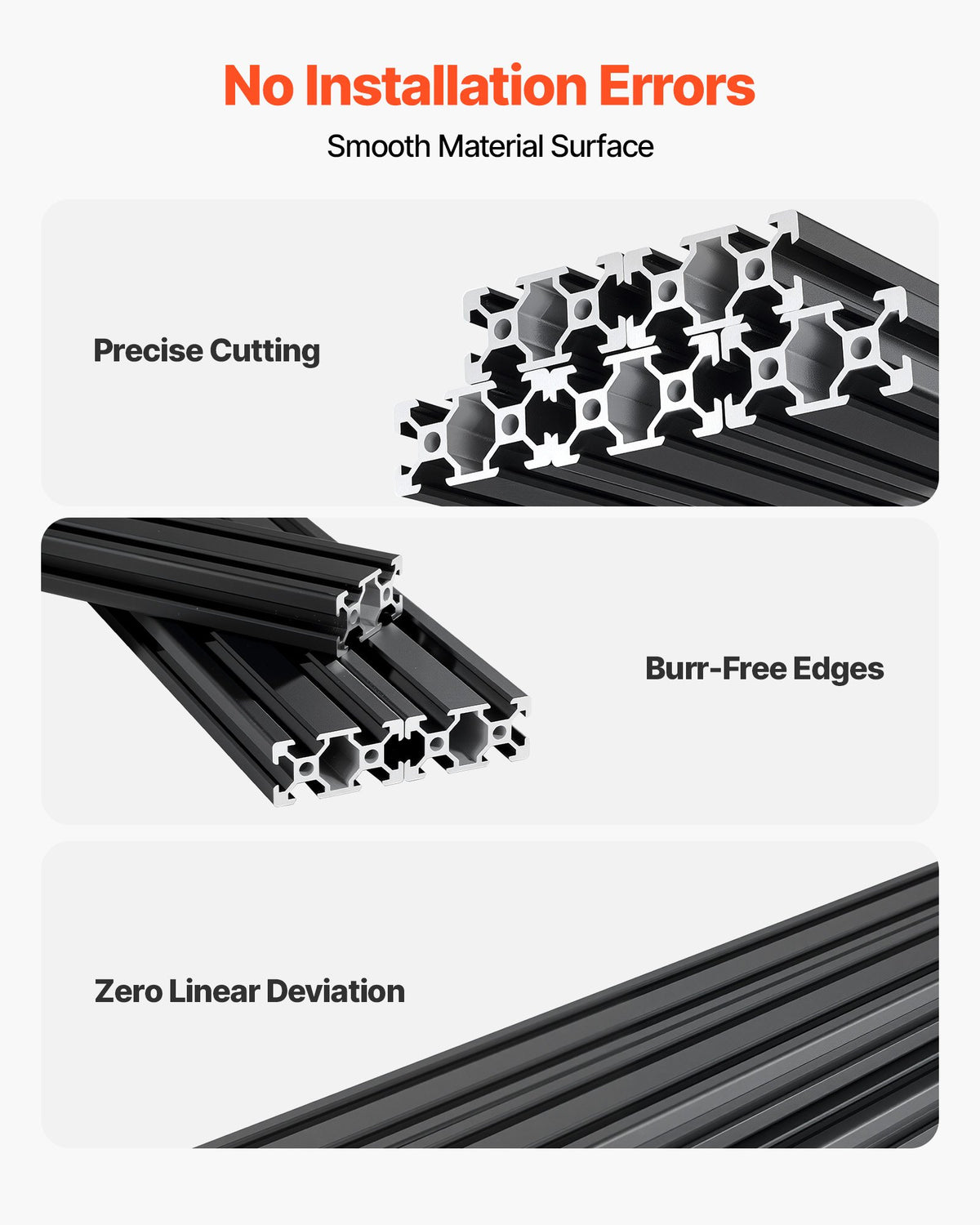 VEVOR 5PCS 2040 Aluminum Extrusion Profile, 78.74 Inch 2000 mm, V Slot European Standard Anodized Linear Rail, High-Strength Extruded Aluminum Rail, for 3D Printer Parts and CNC DIY Workbench, Black