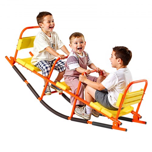 VEVOR Kids Seesaw, 90 kg Load Capacity, Metal Rocking Teeter Totter with Handles, Toddler Seesaw for Children Aged 3+, Kids Outdoor Playground Equipment for Lawn, Backyard, Playground, 2 Seats