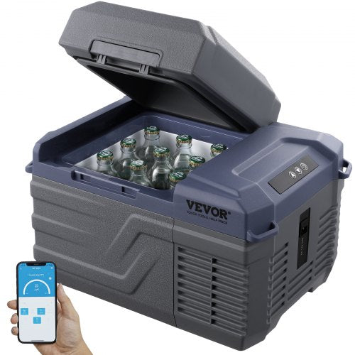VEVOR Car Refrigerator, 12 Volt Car Refrigerator Fridge, 12 L Single Zone Portable Freezer, -4℉-68℉ Adjustable Range, 12/24V DC and 100-240V AC Compressor Cooler for Outdoor, Camping, RV