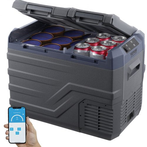 VEVOR Car Refrigerator, 32 L Dual Zone Portable Freezer, 12 Volt Car Refrigerator Fridge, -4℉-68℉ Adjustable Range, 12/24V DC and 100-240V AC Compressor Cooler for Outdoor, Camping, RV