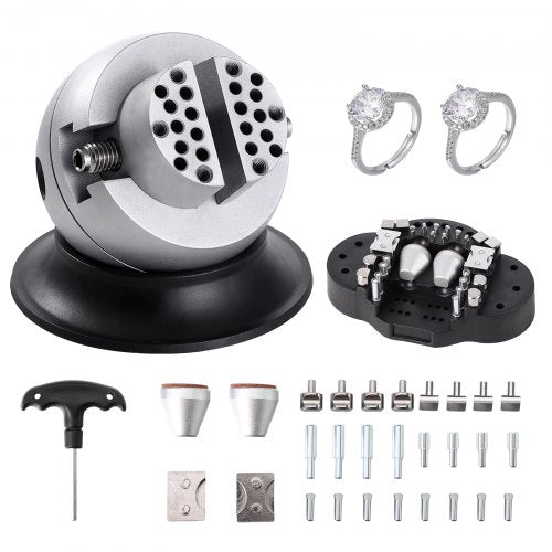 VEVOR Ball Vise, 7.6 cm Engraving Setting Tool, 360° Rotation Engraving Block Vise, 30 PCS Attachment Jewelry Engraving Block Tools Standard Block for Gemstone Inlay and Small-Scale Engraving
