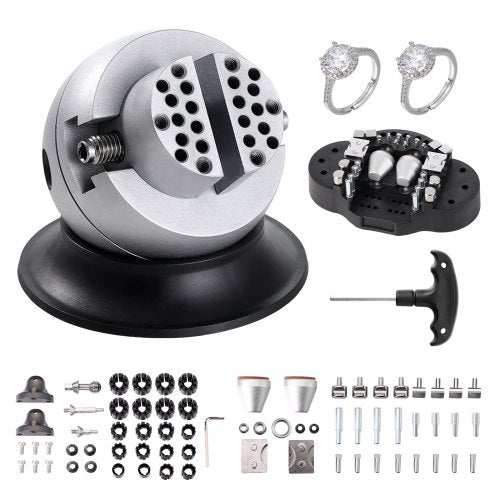 VEVOR Ball Vise, 7.6 cm Engraving Setting Tool, 360° Rotation Engraving Block Vise, 70 PCS Attachment Jewelry Engraving Block Tools Standard Block for Gemstone Inlay and Small-Scale Engraving