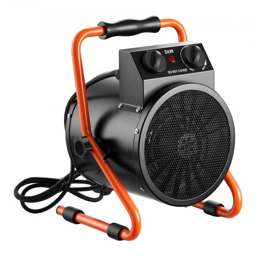 VEVOR Greenhouse Heater, 2000W Electric Space Heater with Fan & High Heat Modes, IPX4 Protection, 25° Adjustable Angle, Overheat Protection, for Grow Tent, Small Greenhouse, Flower Room, Home Office