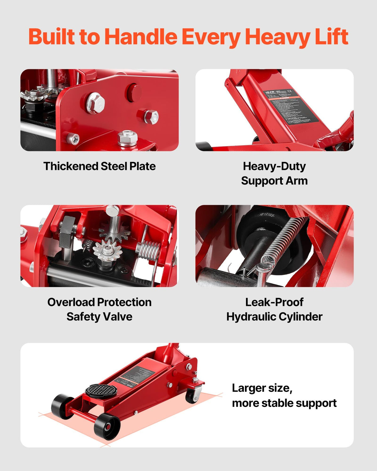 VEVOR Low Profile Floor Jack, 3 Ton Capacity, Steel Racing Floor Jack with Single Piston Quick Lift Pump, Hydraulic Trolley Car Lift for Sports Cars, Sedans, SUVs, Pickups, Lifting Range 130-500 mm