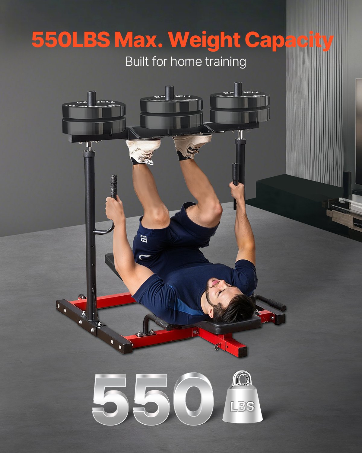 VEVOR Vertical Leg Press Machine, Lower Body Special Home Gym Machine, Carbon Steel Leg Press Exercise Training Equipment, Adjustable Leg Strength Workout for High-Intensity Presses, 550 lbs Capacity
