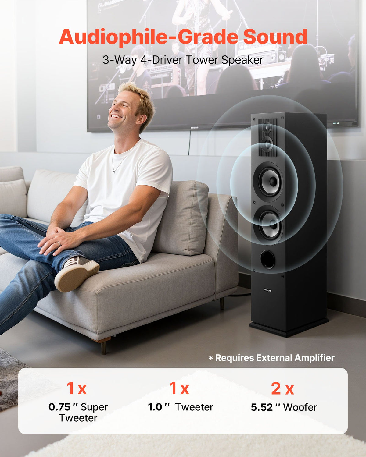 VEVOR Passive Floorstanding Speakers Pair