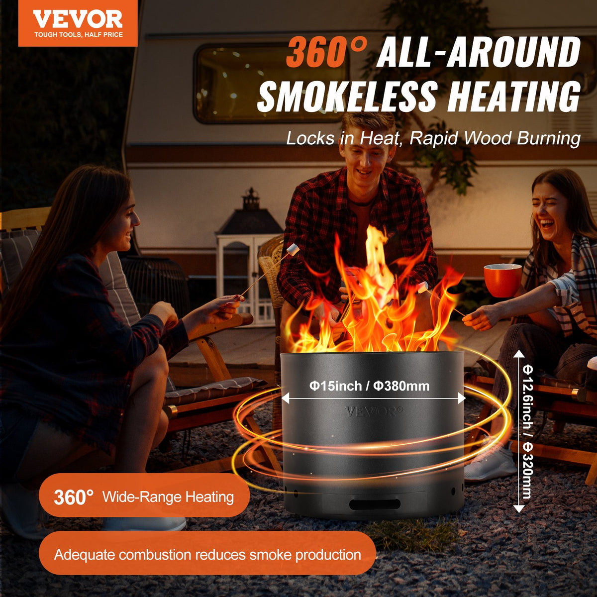VEVOR Smokeless Fire Pit Stove Bonfire