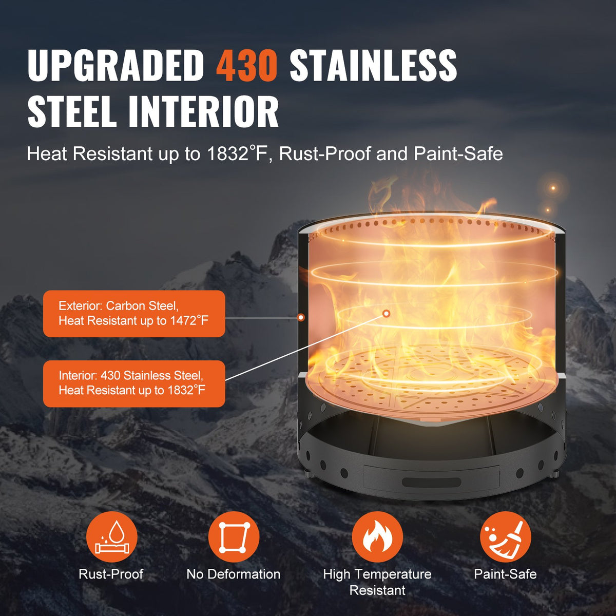 VEVOR Smokeless Fire Pit Stove Bonfire