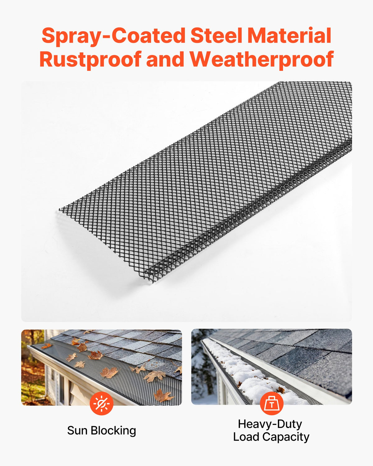 VEVOR Gutter Guard, 152.4 mm Powder-Coated Steel Gutter Screen, Heavy-Duty 36.58 m Length, 1.02 mm Thick, Leaf Guard for Debris and Leaves, Easy DIY, Fits 152.4 mm Standard Systems, 40 Pack, Black
