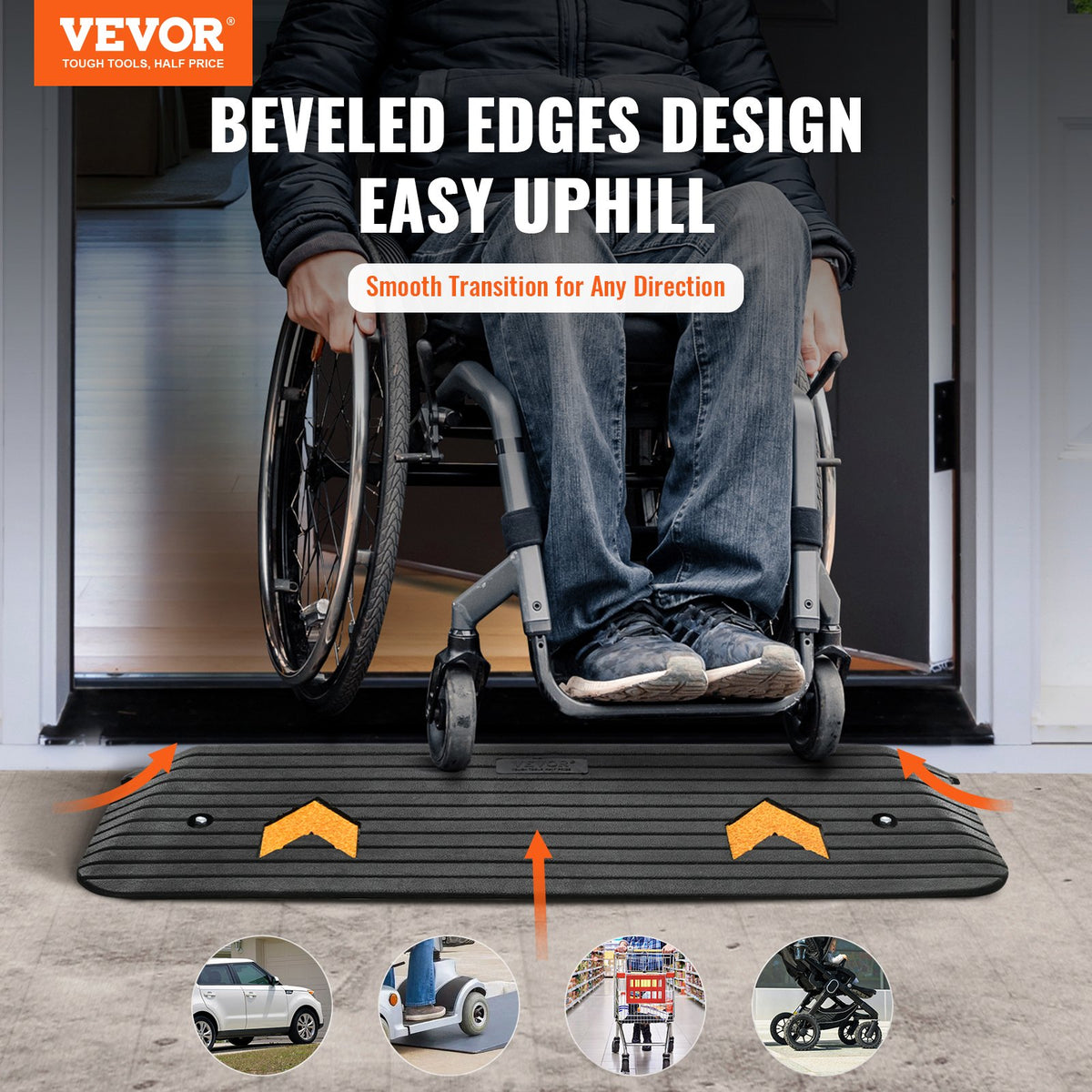 VEVOR Upgraded Rubber Threshold Ramp