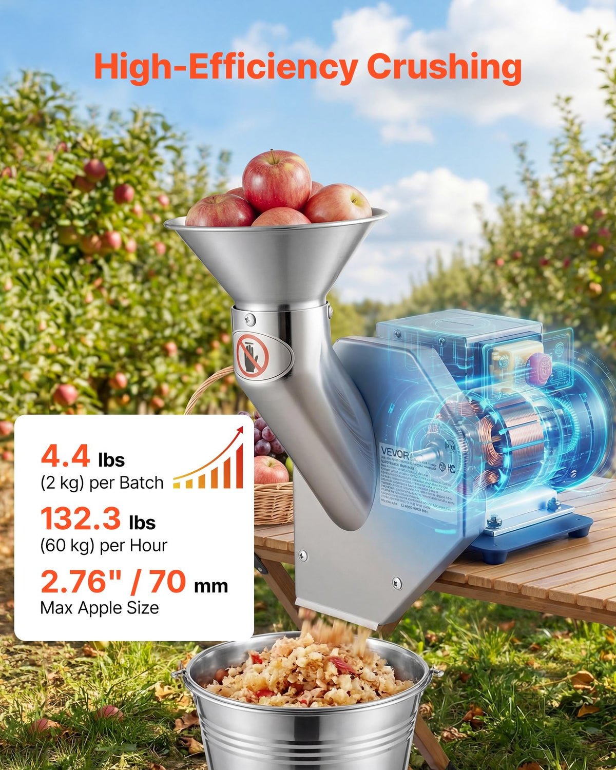 VEVOR 550W Electric Fruit Apple Crusher