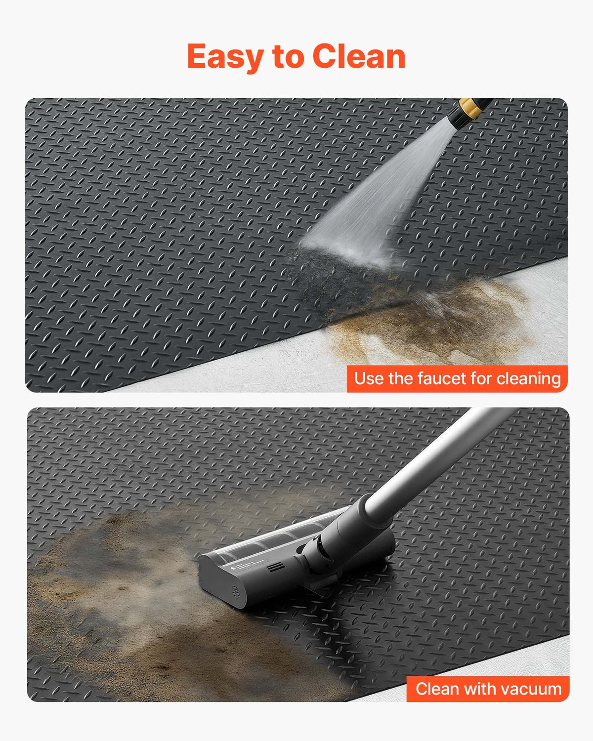 VEVOR Garage Floor Roll, 1.22 x 7.62 m Garage Flooring Mat, 3 mm Thickened Rubber Diamond Plate Floor Protector Mat, Non-Slip, Wear-resist Waterproof, Easy to Clean for Warehouse, Gyms, Trailer, Black