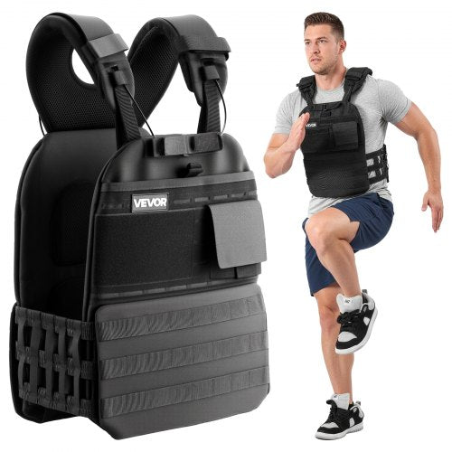 VEVOR Weighted Vest, Body Weight Vest with Shoulder Pad, and Reflective Stripe, Exercise Set for Men Women, Workout Equipment for  Strength Training, Running, Jogging, Fitness, Muscle Building
