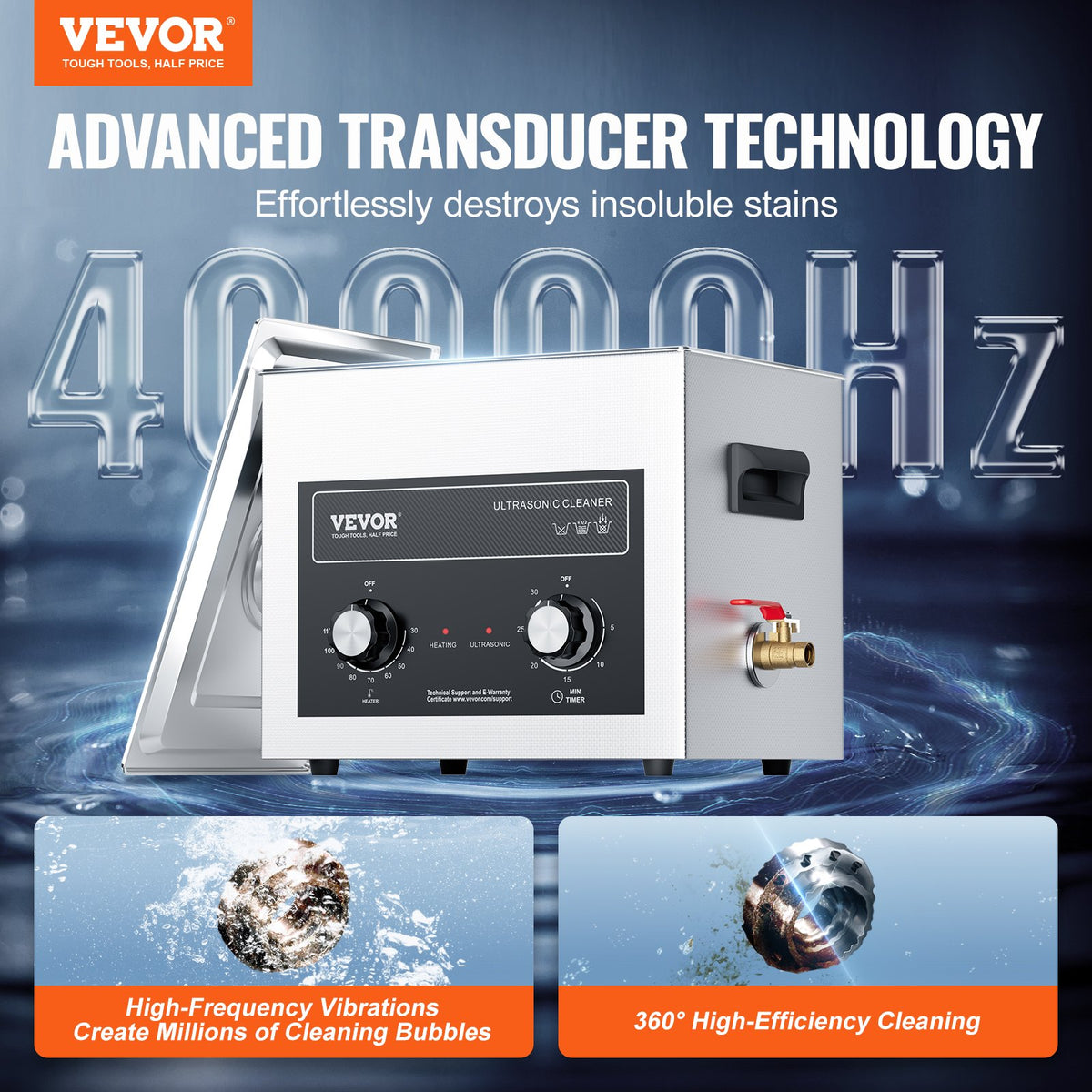 VEVOR 10L Ultrasonic Cleaner with Heater Timer & Basket, Professional Digital Sonic Cavitation Machine, 240W Cleaning Machine for Lab Tools, Metal Parts, Carburetor, Brass, Auto Parts, Engine Parts