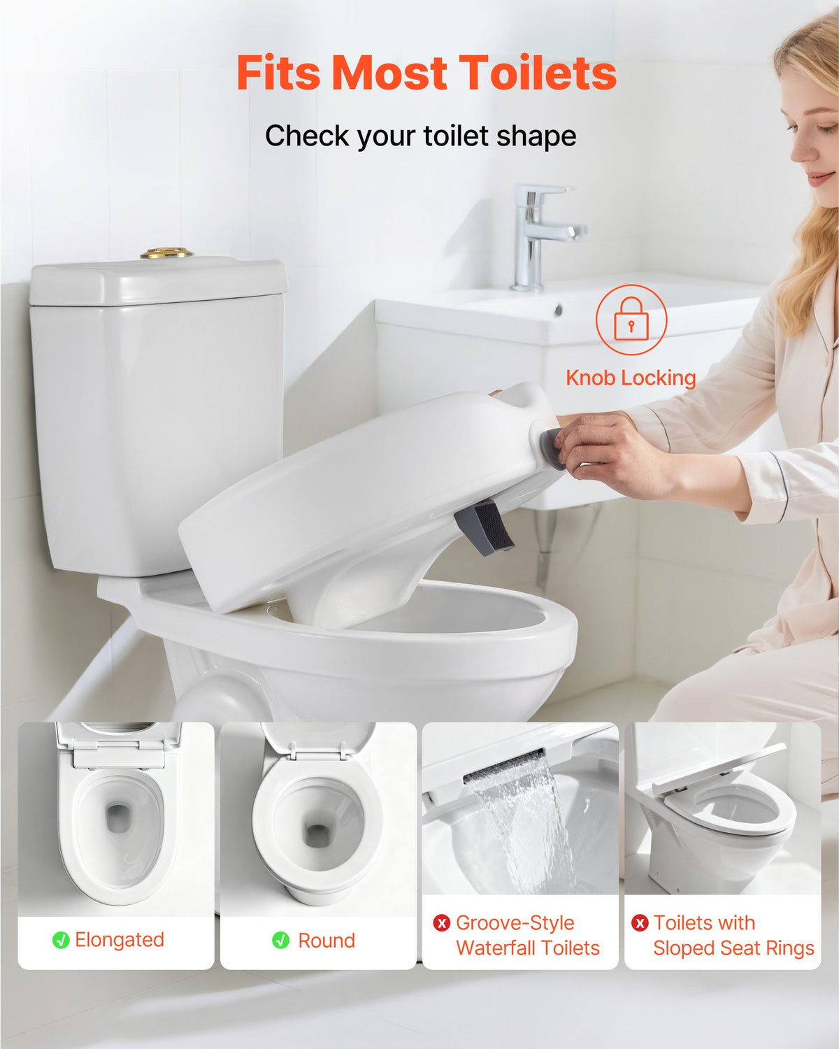 VEVOR Raised Toilet Seat, 158.8 kg Capacity, 127 mm Lift Height, Commode Elevated Toilet Seat Riser with Enlarged Opening for Seniors, Elderly, Handicap, Disabled, Adults, Fits Elongated & Round Bowl