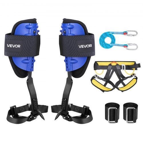 VEVOR Tree Climbing Spikes Set, Height-Adjustable Tree Climbing Gear with Straps & Harness, 159 kg Load Capacity, Heavy Duty Steel Climb Spurs Arborist Equipment for Fruit Picking Hunting