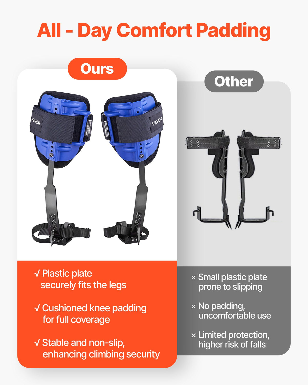 VEVOR Tree Climbing Spikes Set, Height-Adjustable Tree Climbing Gear with Straps & Harness, 159 kg Load Capacity, Heavy Duty Steel Climb Spurs Arborist Equipment for Fruit Picking Hunting