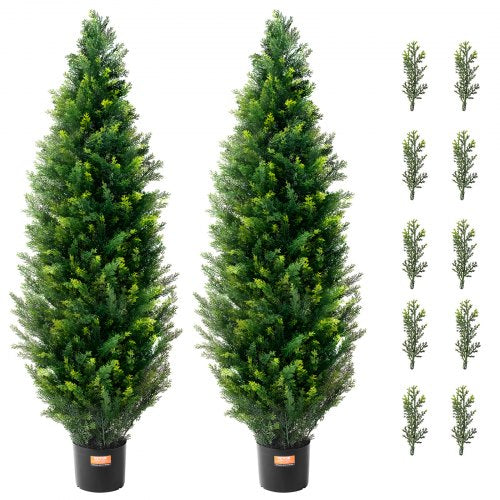 VEVOR 2 Pack 121.9 cm Artificial Cedar Topiary Tree Faux Plant UV Decor In/Outdoor