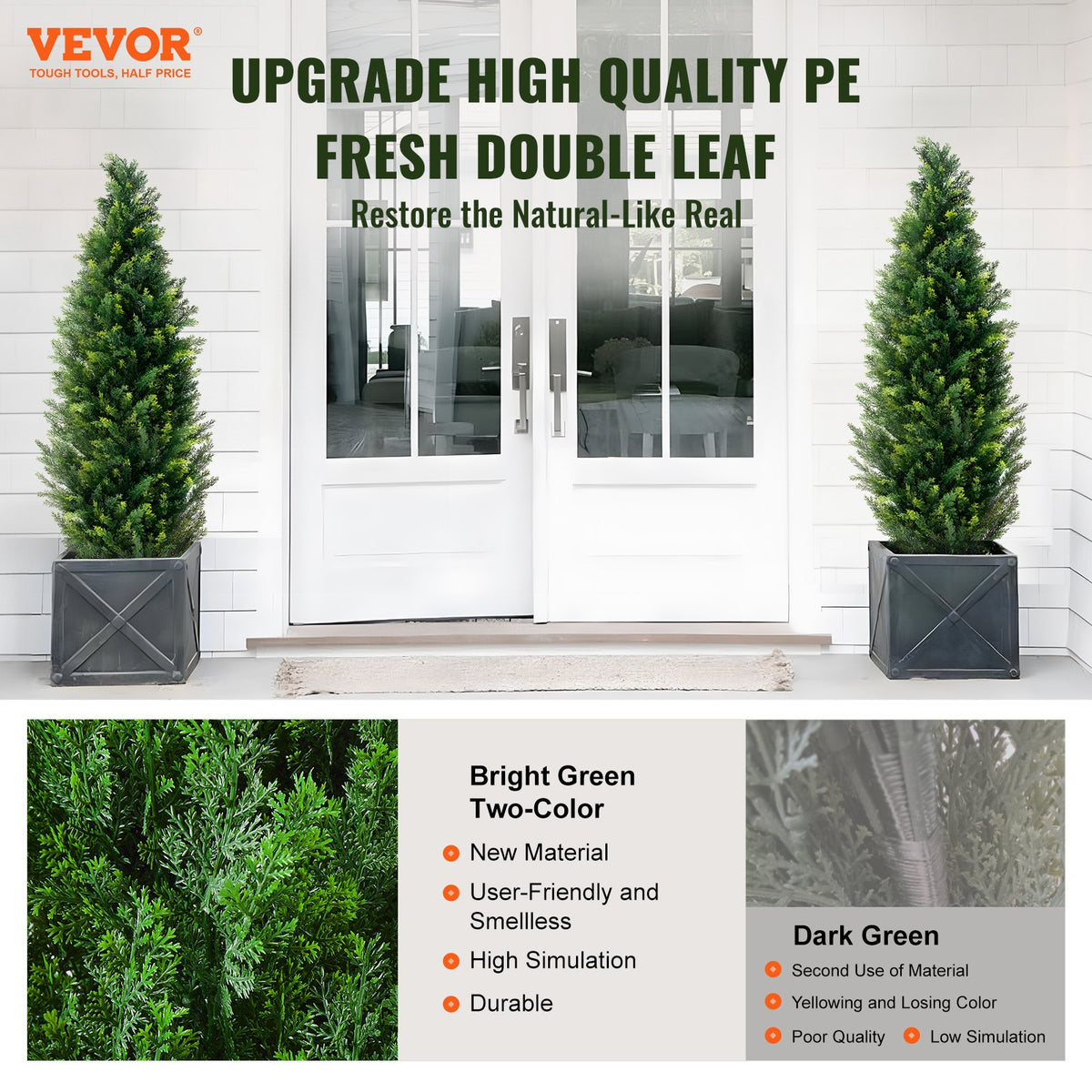 VEVOR 2 Pack 121.9 cm Artificial Cedar Topiary Tree Faux Plant UV Decor In/Outdoor