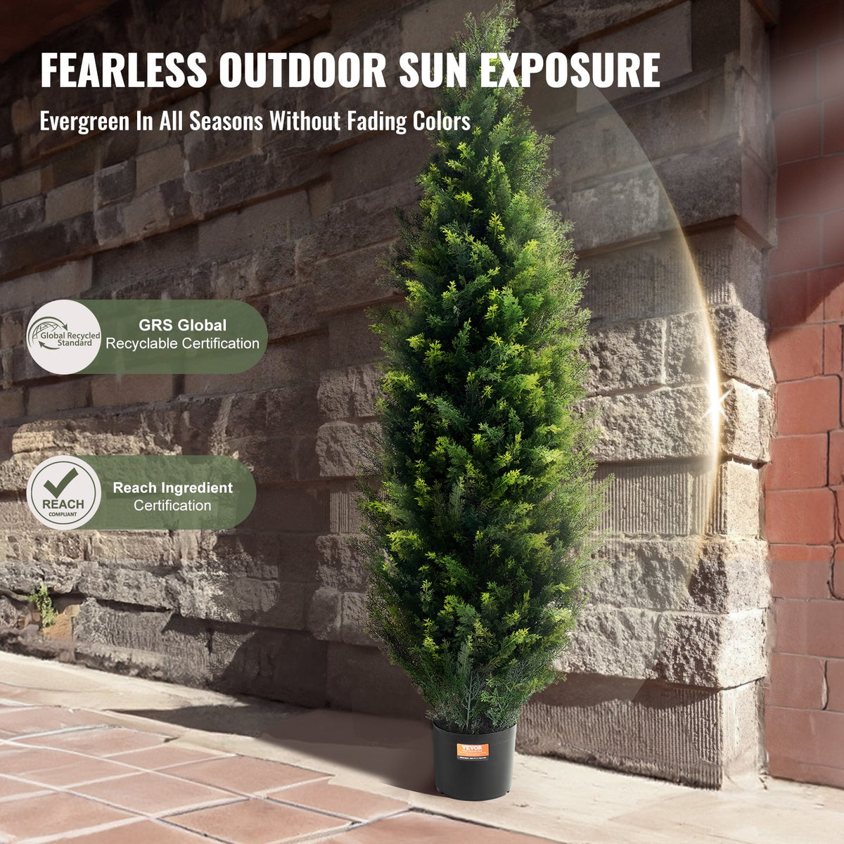 VEVOR 2 Pack 121.9 cm Artificial Cedar Topiary Tree Faux Plant UV Decor In/Outdoor