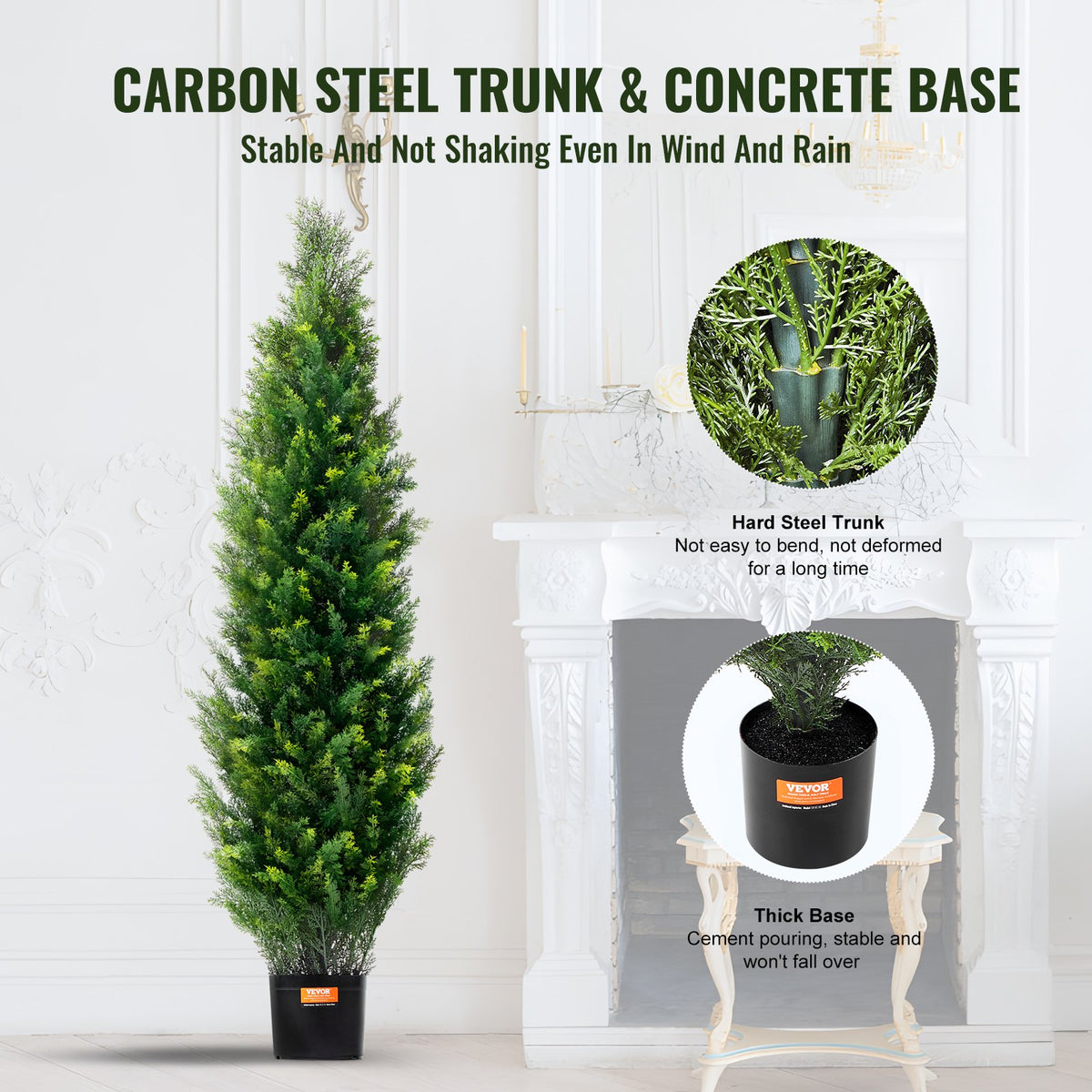 VEVOR 2 Pack 121.9 cm Artificial Cedar Topiary Tree Faux Plant UV Decor In/Outdoor