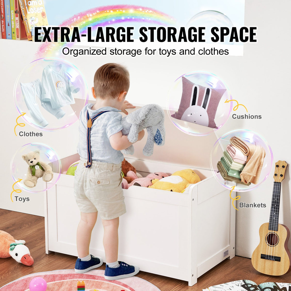 VEVOR Wooden Toy Chest for Kids