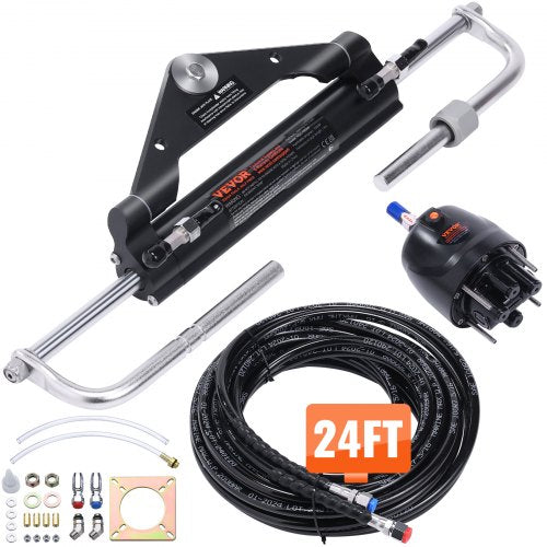 VEVOR Hydraulic Outboard Steering Kit, 150HP, Marine Boat Hydraulic Steering System, with Helm Pump Two-Way Lock Cylinder and 731.5 cm Hydraulic Steering Hose, for Single Station Single-Engine Boats